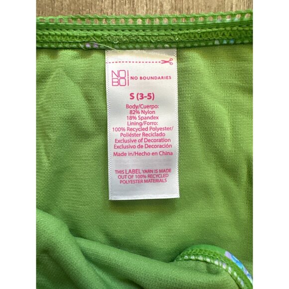 No Boundaries Green Floral Bikini Set Size S 82% Nylon 18% Spandex Womens Swim - Picture 2 of 3